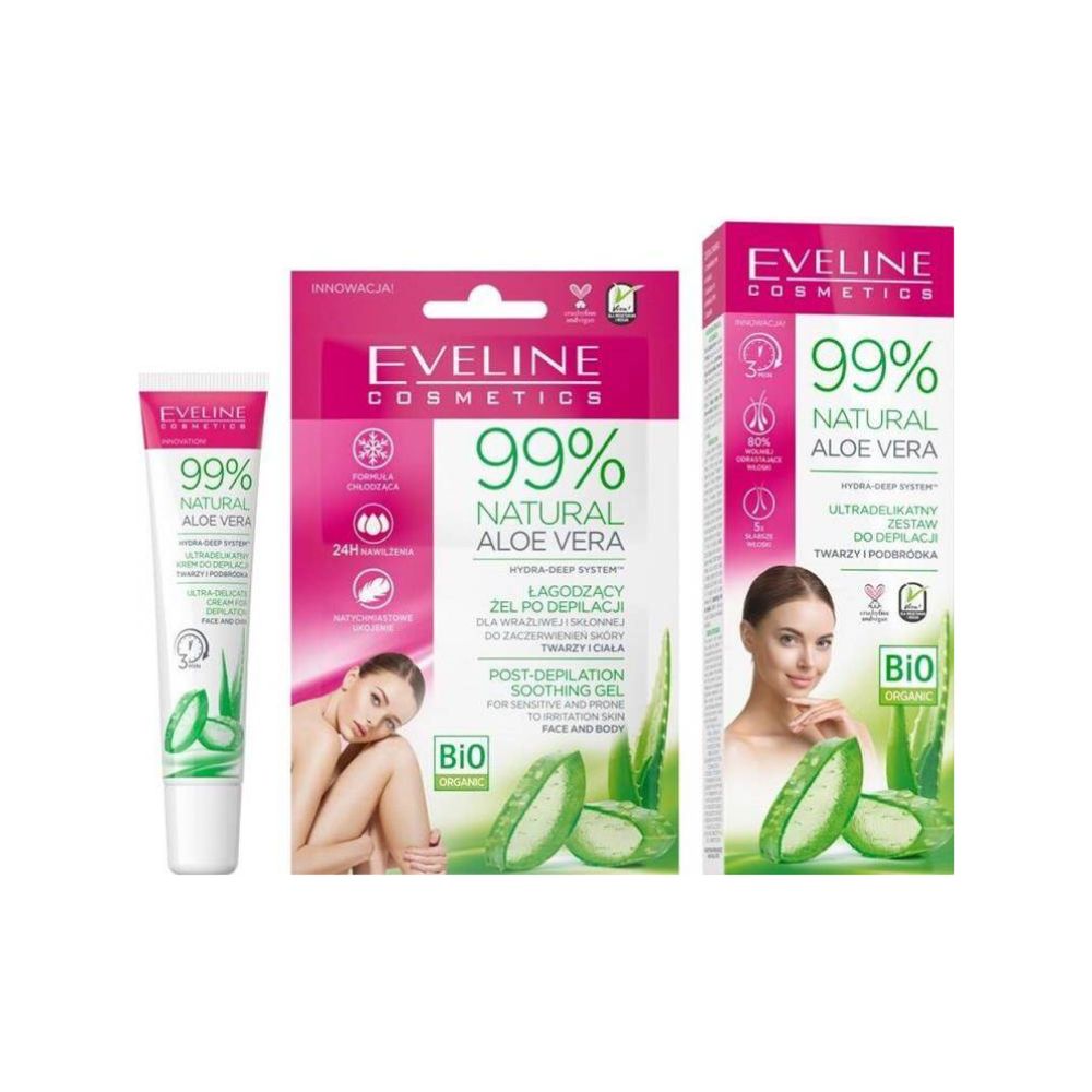 Eveline 99% Natural Aloe Vera Set for Face & Chin Depilation  